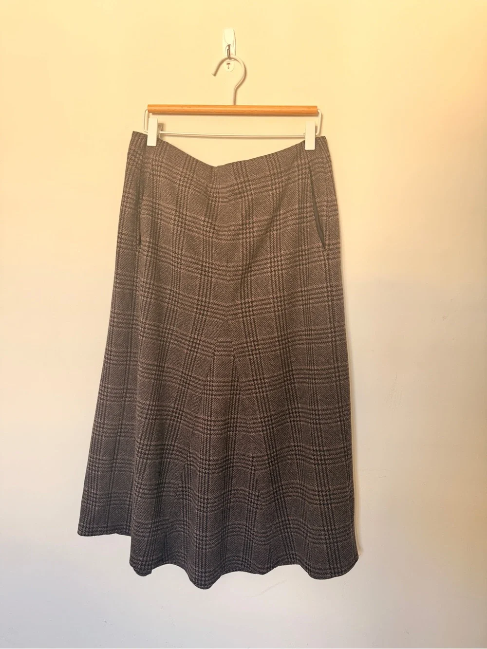 Tibi Lutz Knit Godet Midi plaid A-Line Midi Skirt - Picture 2 of 10